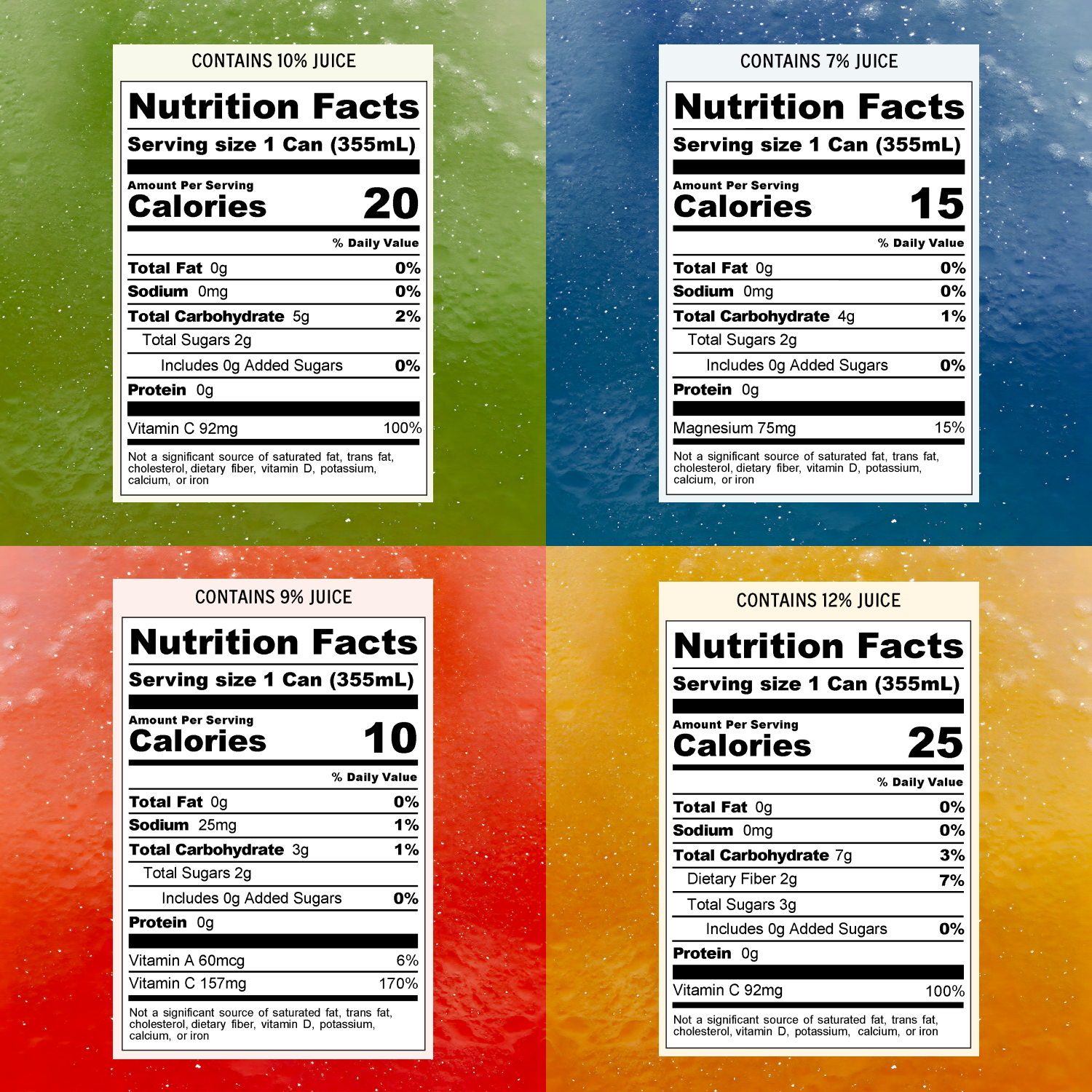 Four nutrition fact labels